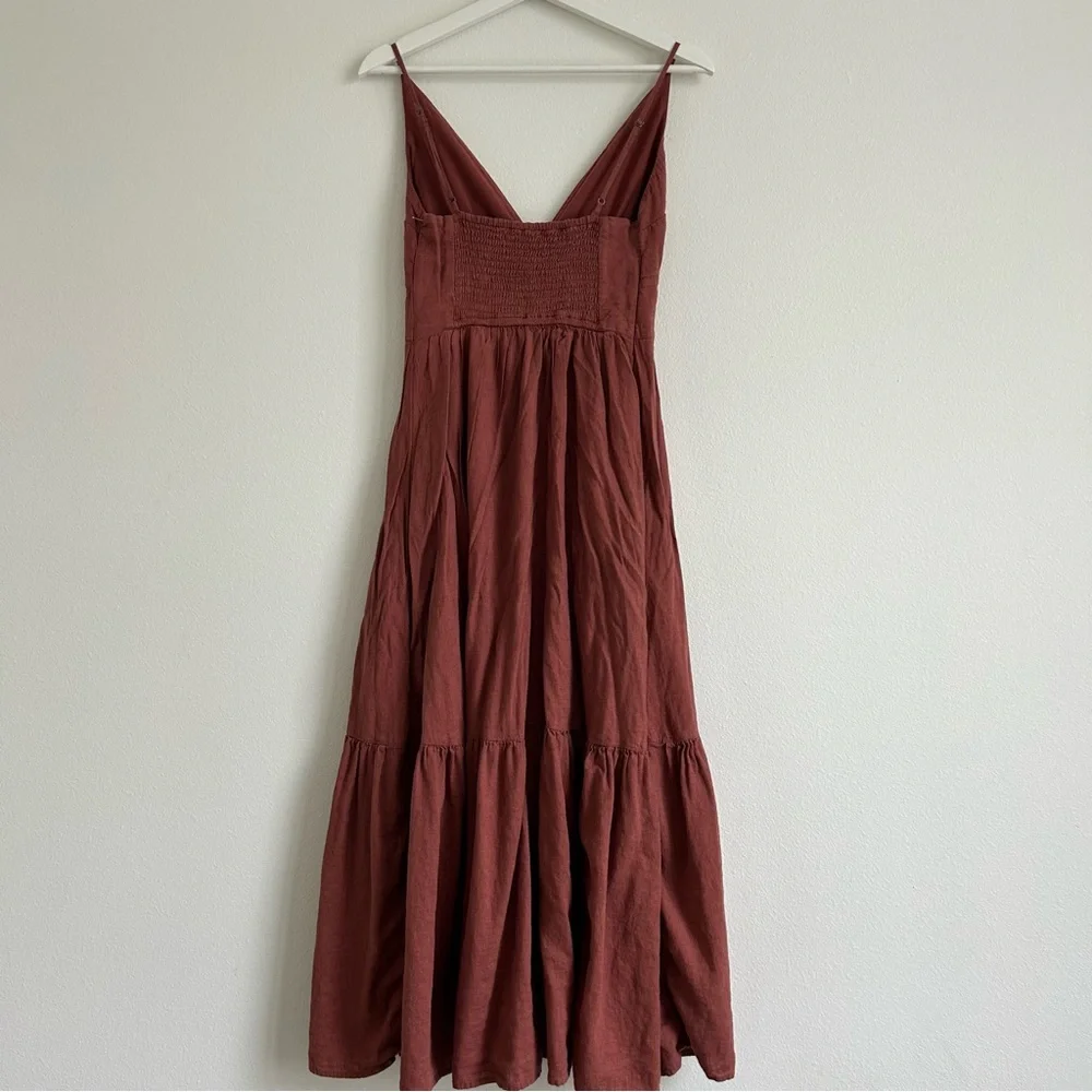 Abercrombie & Fitch Terracotta Button Through Linen Blend Maxi Dress - SP